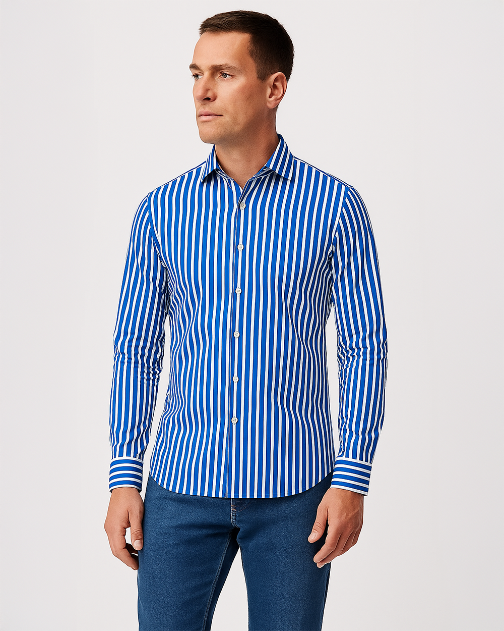 Slim Fit Hemd gestreift mit Button-Down-Kragen