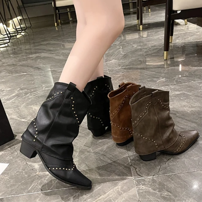 Sierra™ | Westernstiefel Nietenbesetzt Mid-Heel Damenstil 5