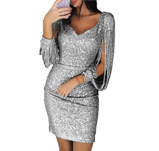 Sloane | Partykleid Pailletten V-Ausschnitt Glamourös Figurbetont 4