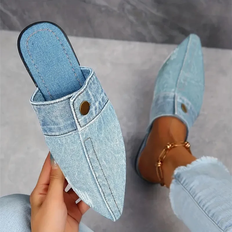 Sofia | Elegante, Strukturierte Damen Sandalen aus Denim – Perfekte Sommerschuhe für Stilbewusste 0