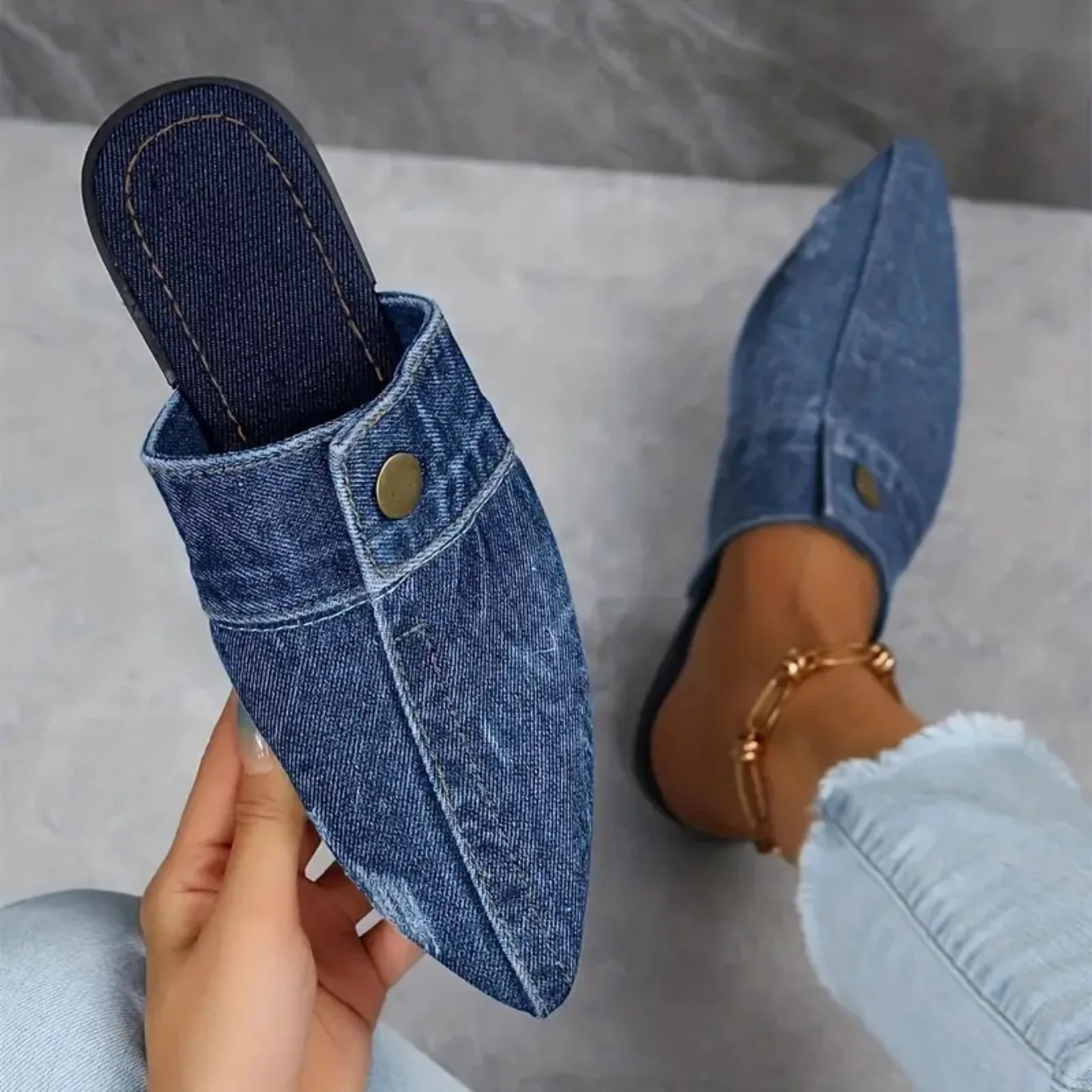 Sofia | Elegante, Strukturierte Damen Sandalen aus Denim – Perfekte Sommerschuhe für Stilbewusste 2