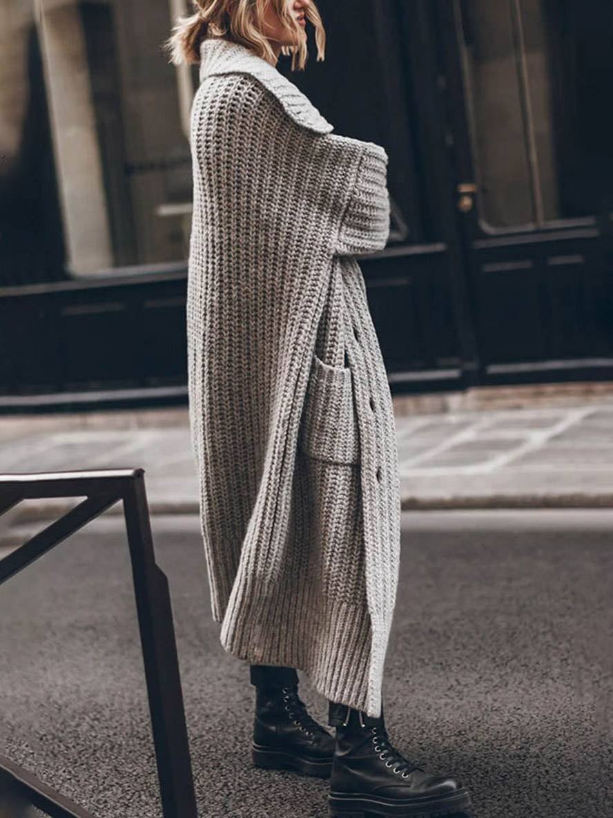 Sofia | Elegante, übergroße, grob gestrickte Strickjacke in Longline-Passform 2
