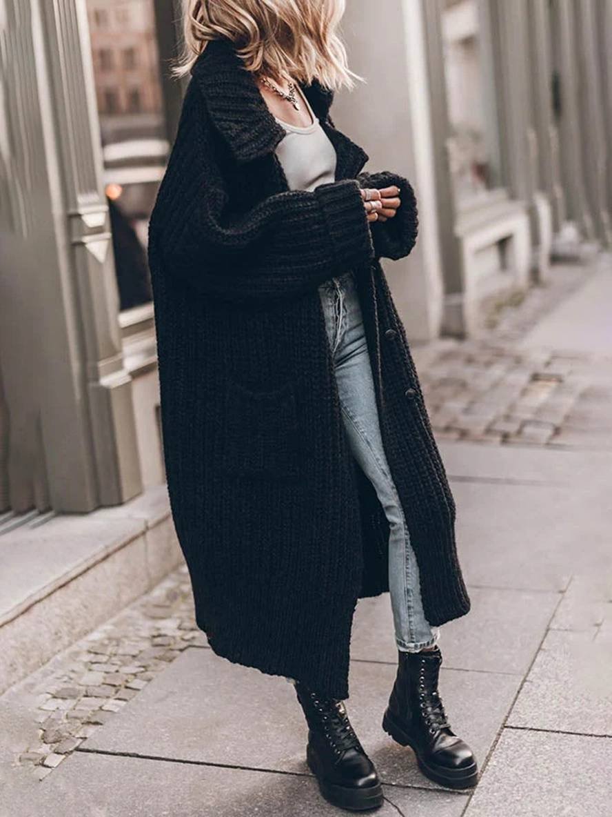 Sofia | Elegante, übergroße, grob gestrickte Strickjacke in Longline-Passform 5