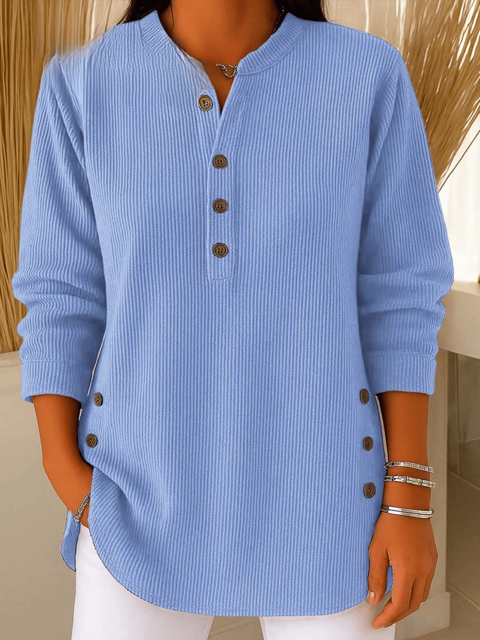 Sofia | Vielseitiges und stylisches Henley-Rippstrick-Tunika-Top 0