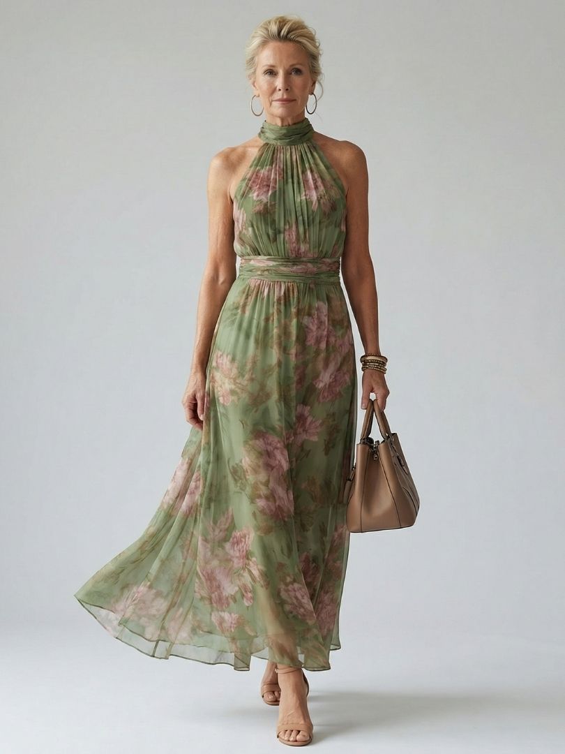 Sophie | Elegantes, Florales Midi-Kleid für Hochzeitsgäste – Festliche Kleider Damen 0