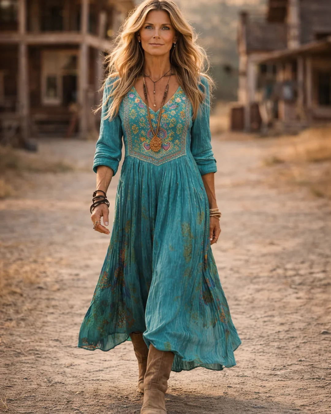 Tamara | Elegantes Maxikleid Sommer mit V-Ausschnitt und Stickerei für Feste 1