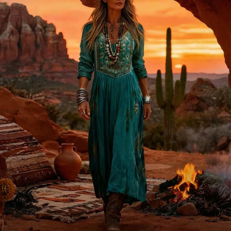 Tamara | Elegantes Maxikleid Sommer mit V-Ausschnitt und Stickerei für Feste 4