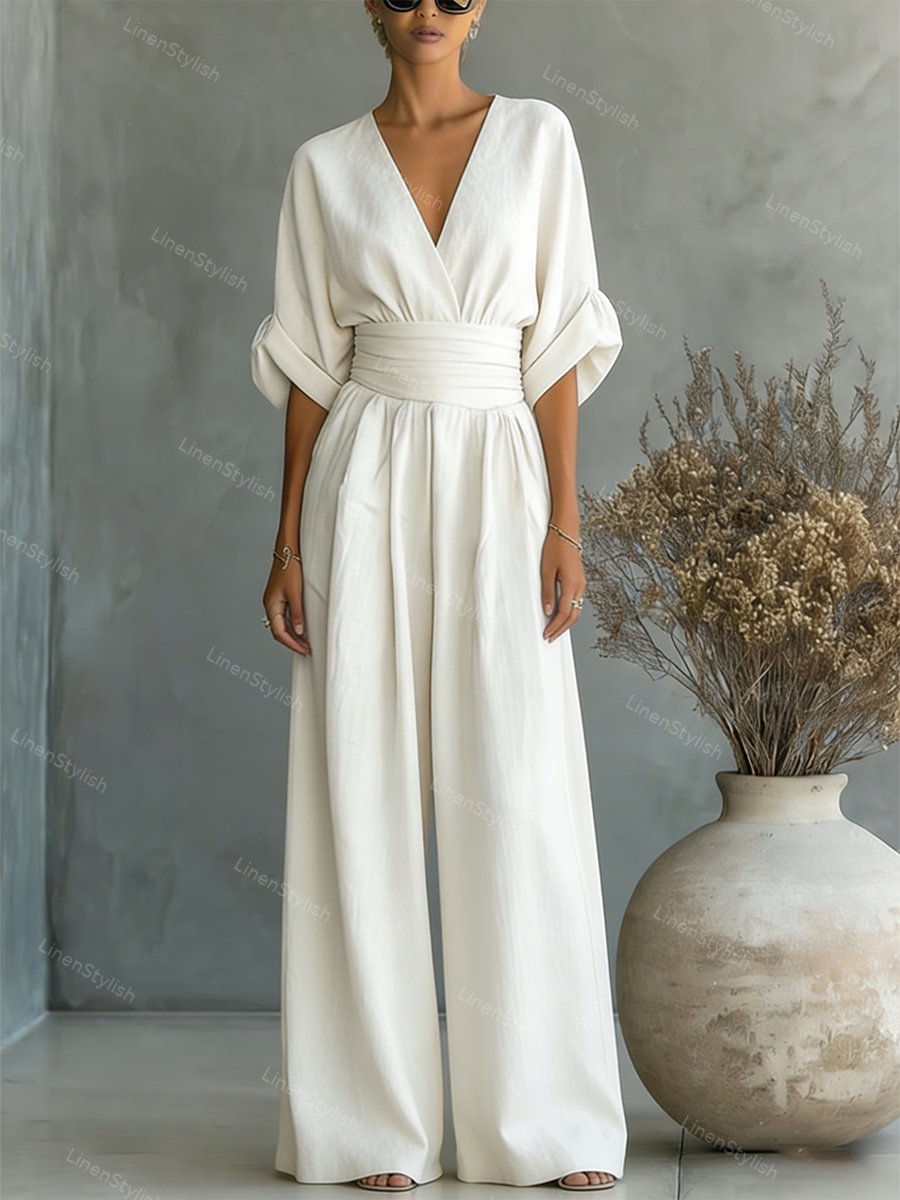 Tessa | Jumpsuit Damen Elegant V-Ausschnitt Slim Fit Komfort 0