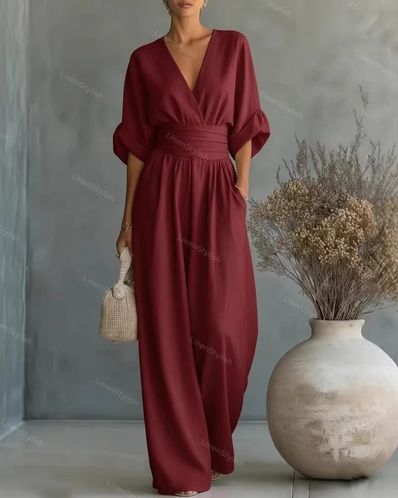 Tessa | Jumpsuit Damen Elegant V-Ausschnitt Slim Fit Komfort 1
