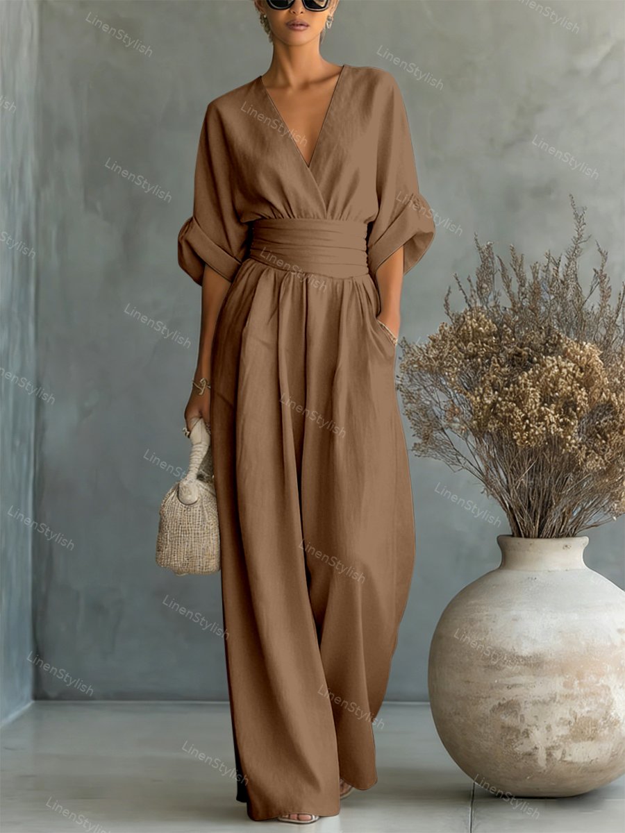 Tessa | Jumpsuit Damen Elegant V-Ausschnitt Slim Fit Komfort 12