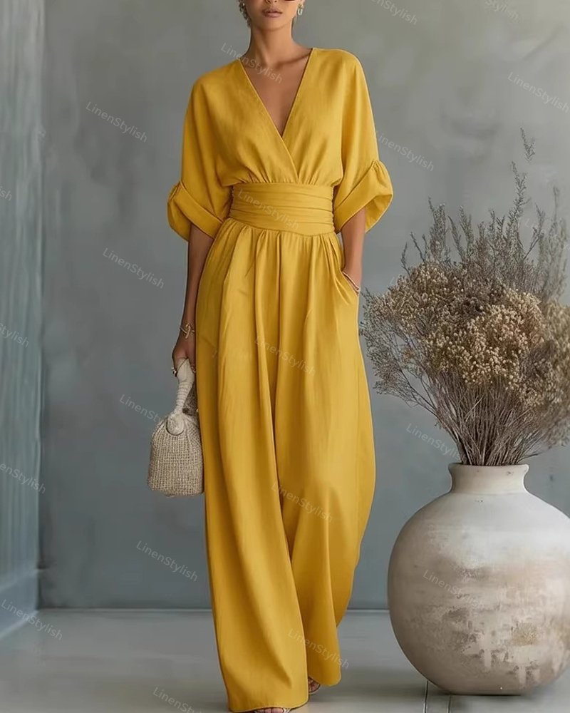 Tessa | Jumpsuit Damen Elegant V-Ausschnitt Slim Fit Komfort 14