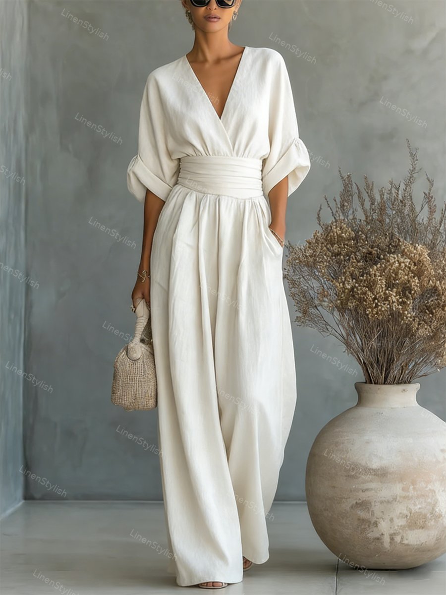 Tessa | Jumpsuit Damen Elegant V-Ausschnitt Slim Fit Komfort 2