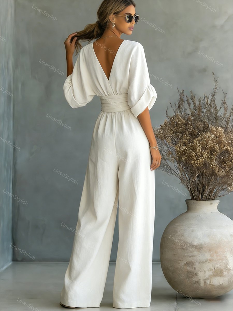 Tessa | Jumpsuit Damen Elegant V-Ausschnitt Slim Fit Komfort 4