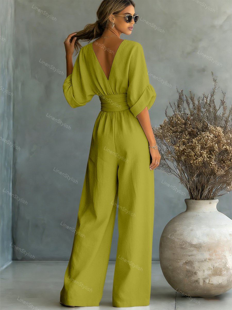 Tessa | Jumpsuit Damen Elegant V-Ausschnitt Slim Fit Komfort 7