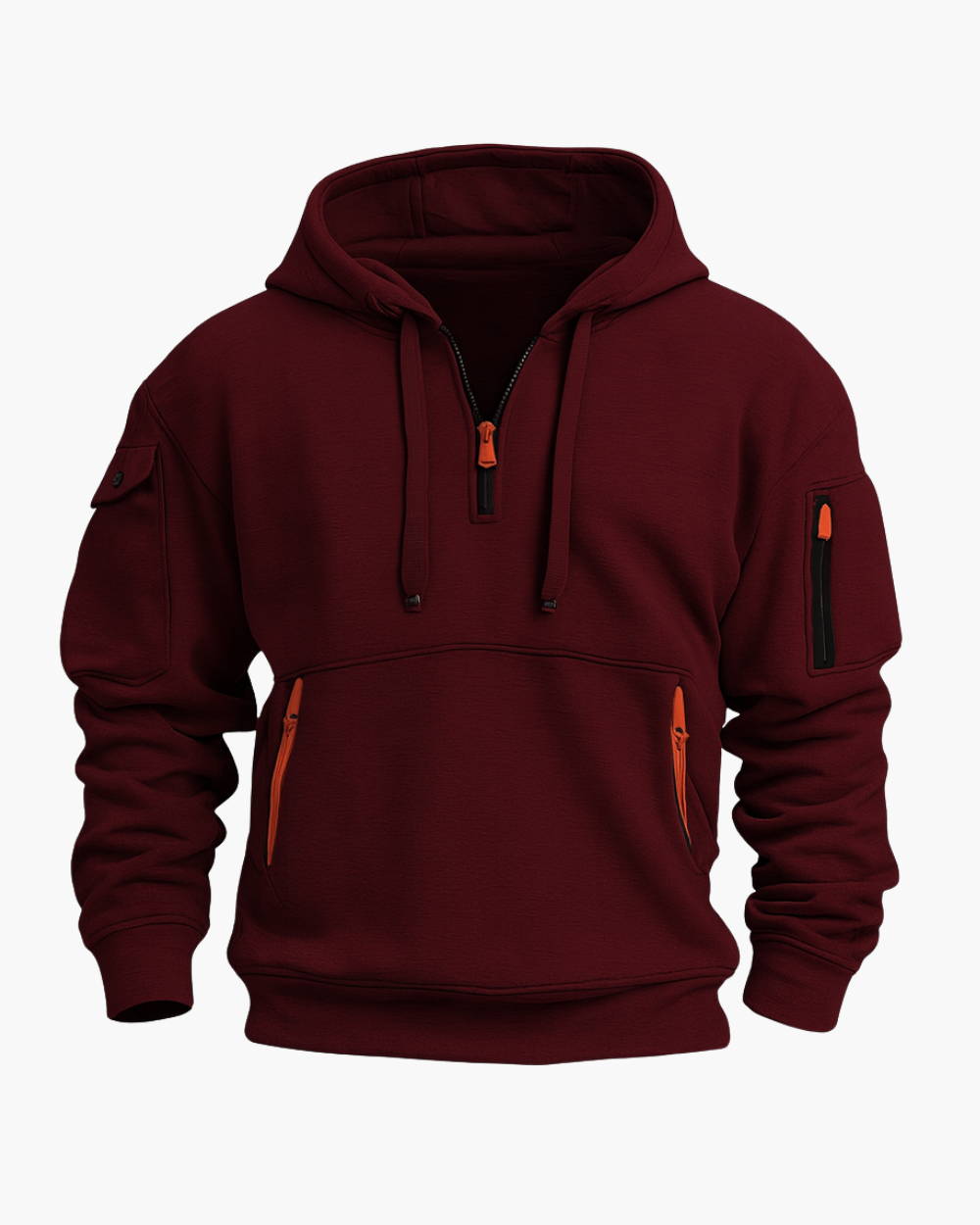 Lockerer Hoodie mit Reißverschluss und Kontrastdetails