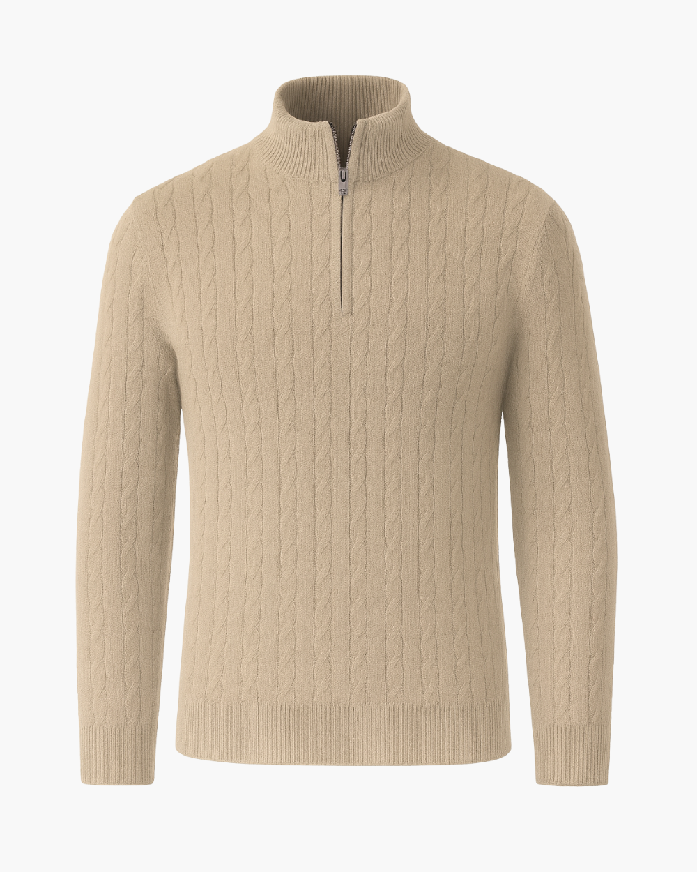 Halbzip Troyer Strickpullover mit Zopfmuster