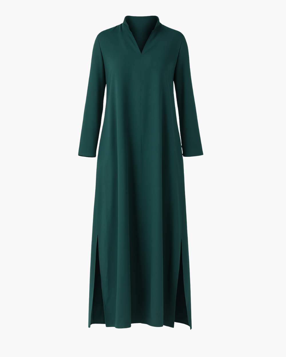 Locker geschnittenes Maxikleid mit Kragen und langen Ärmeln