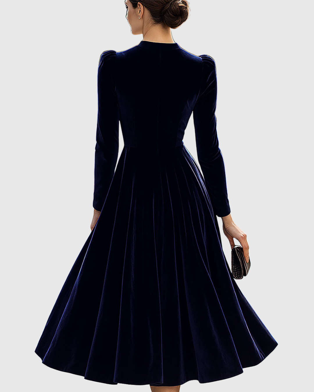Vantor | Elegantes Festliches Damenkleid Samt Midikleid 3