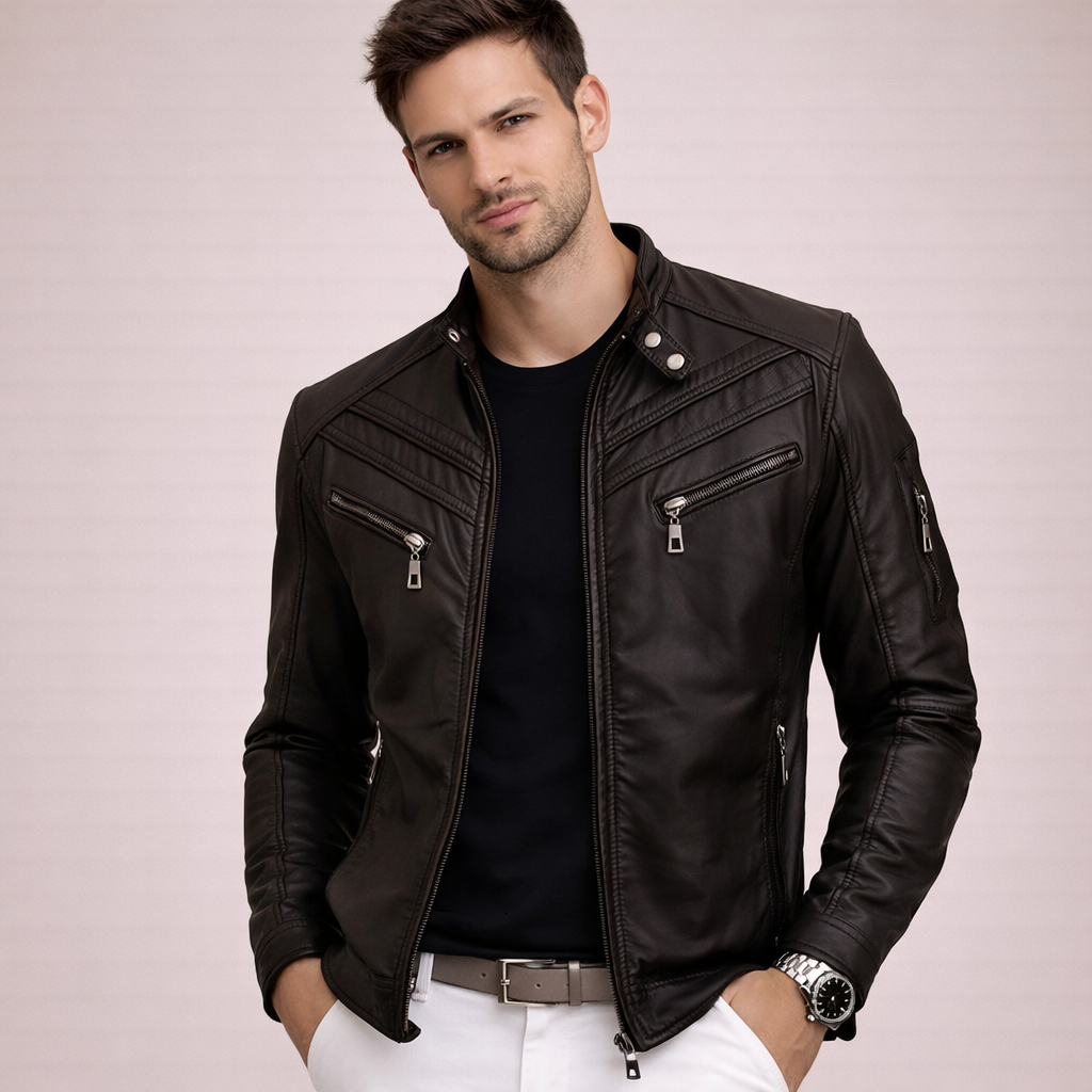 Viktor | Herren Lederjacke – Stilvoll, Bequem & Modern in Schwarz 5