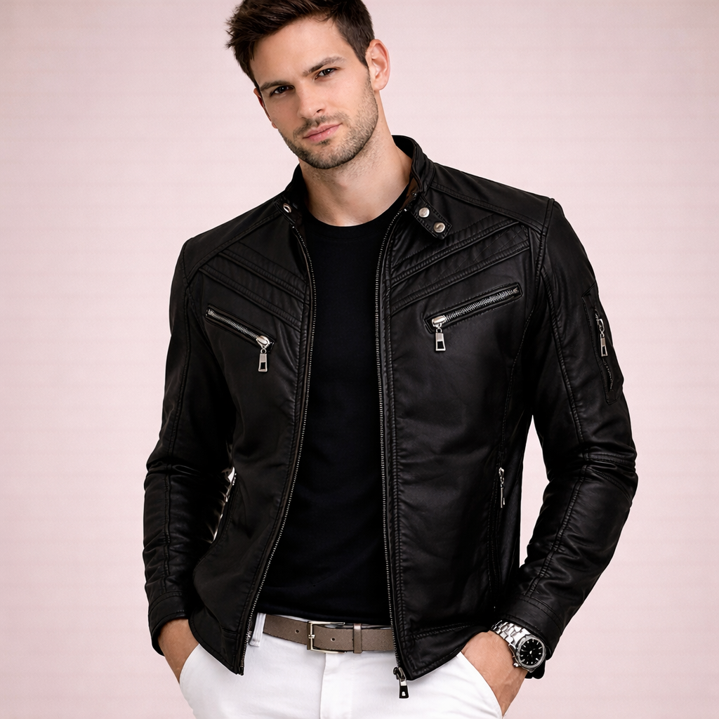 Viktor | Herren Lederjacke – Stilvoll, Bequem & Modern in Schwarz 6