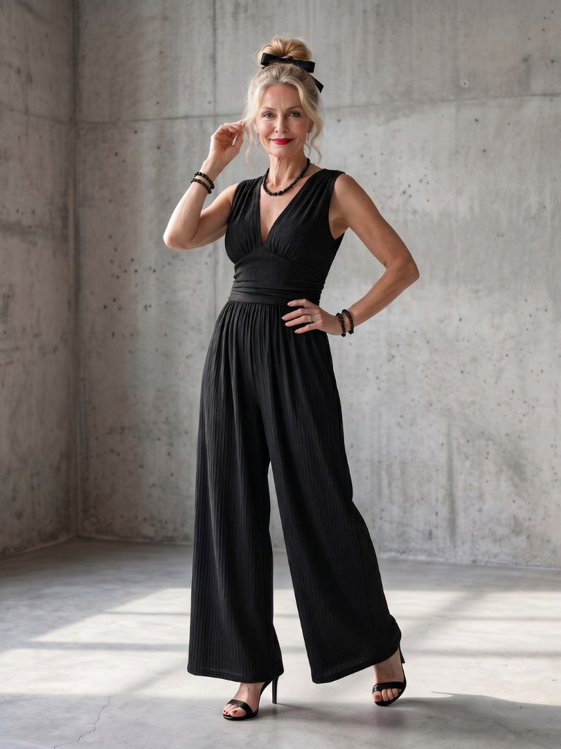 Vincenza | Eleganter Overall Damen – Leicht, Weites Bein & Tiefer V-Ausschnitt 6