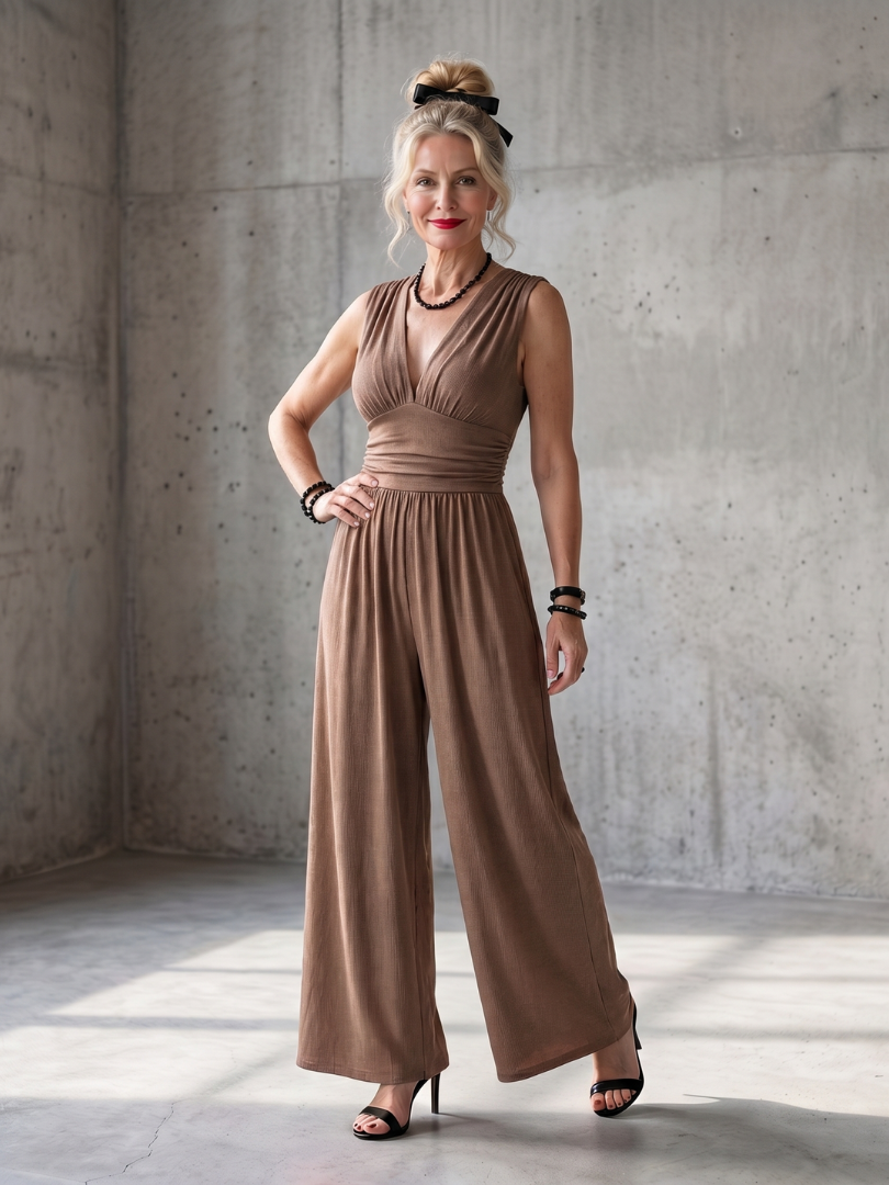 Vincenza | Eleganter Overall Damen – Leicht, Weites Bein & Tiefer V-Ausschnitt 7