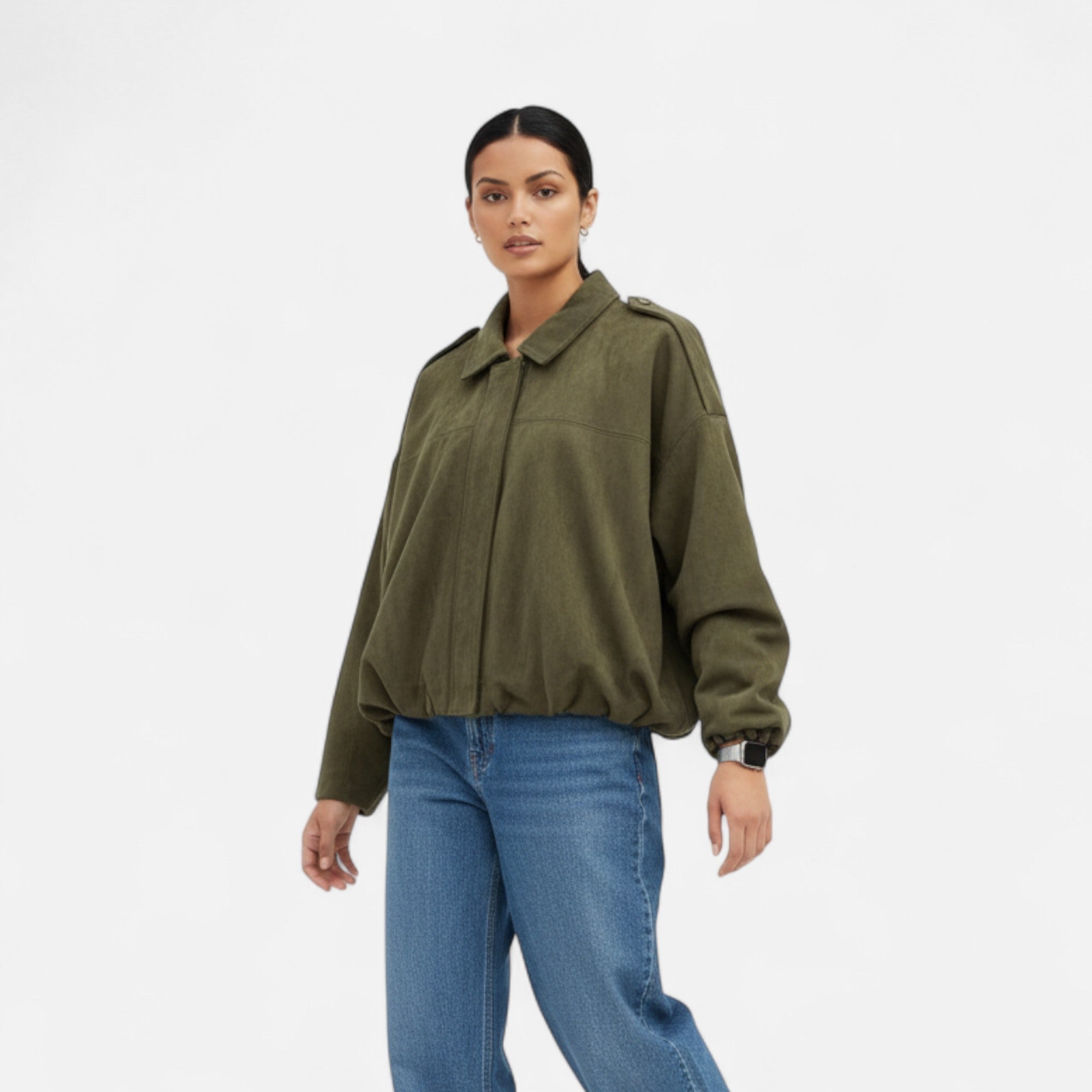 Viora | Stilvolle Bomberjacke in elegantem Wildleder-Look 1