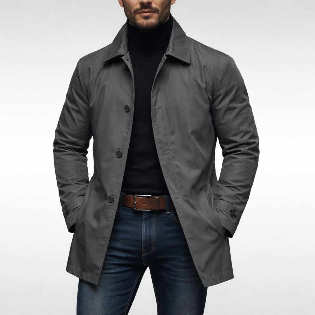 Wilfred | Eleganter und Leichter Herrenmantel Lang in Schwarz 0