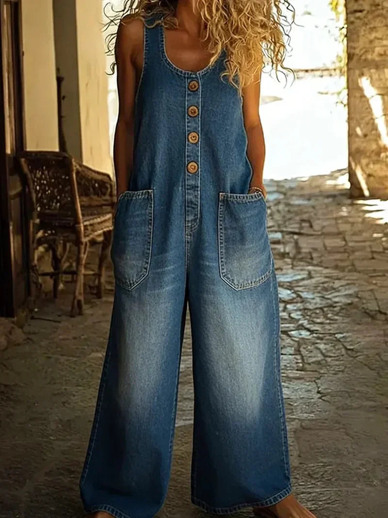 Willa | Damen Overall Lässig Vintage Ärmellos Entspannt 1