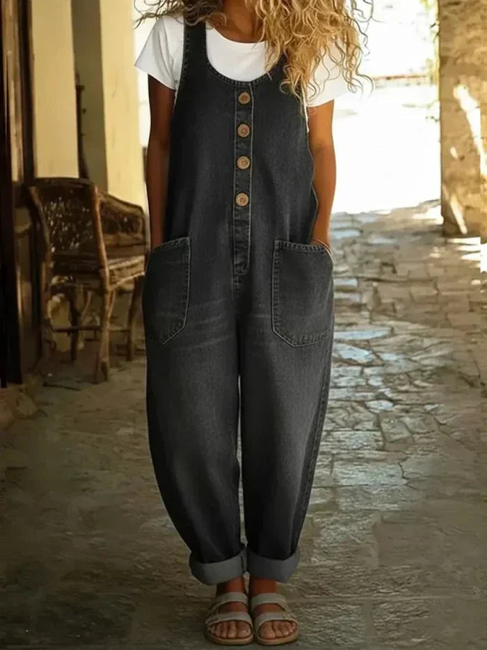 Willa | Damen Overall Lässig Vintage Ärmellos Entspannt 2