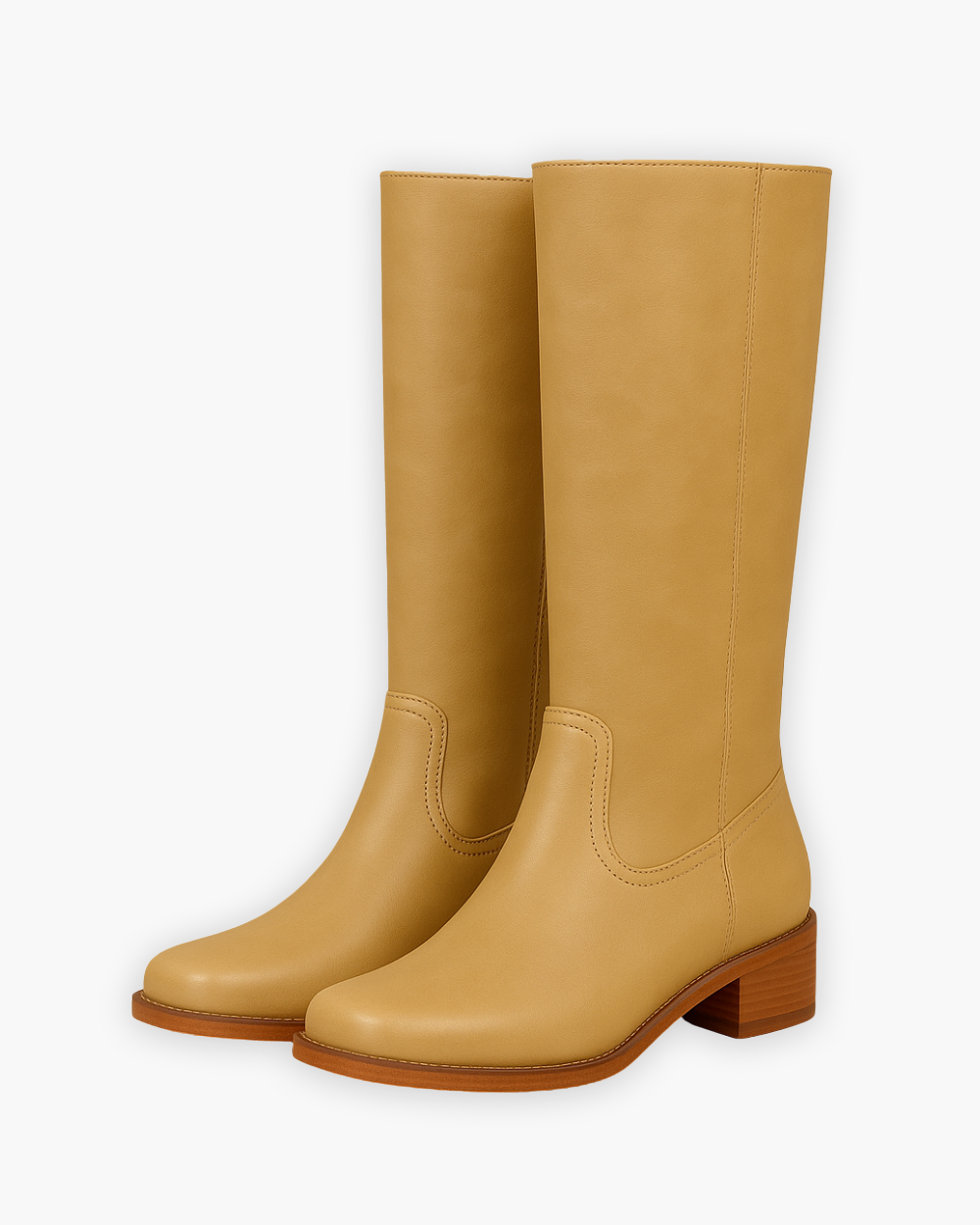 Blockabsatz kniehohe Stiefel mit rundem Zehenbereich