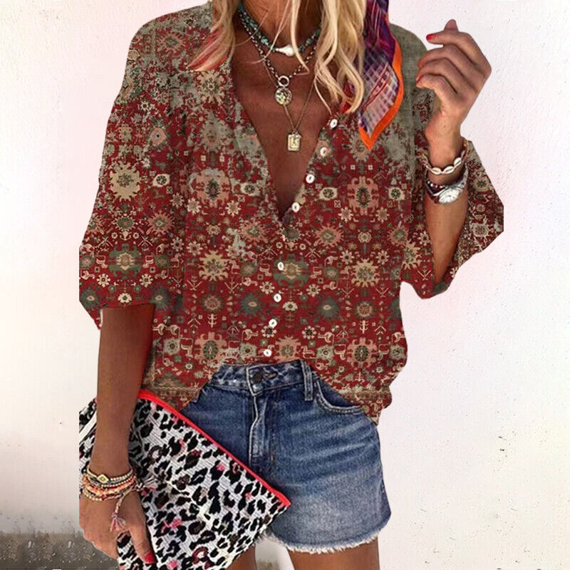Zara | Boho Bluse V-Ausschnitt Lässiger Stil Leichter Stoff 3