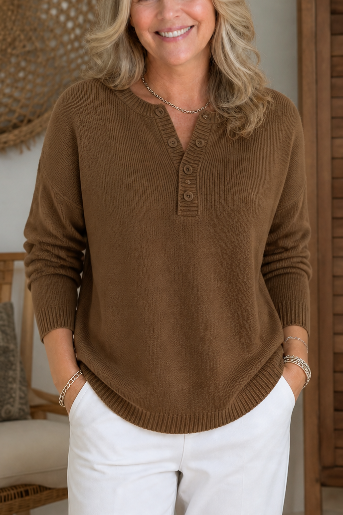Wearbella | Knit Sweater – V-Hals met Knopen voor Dames