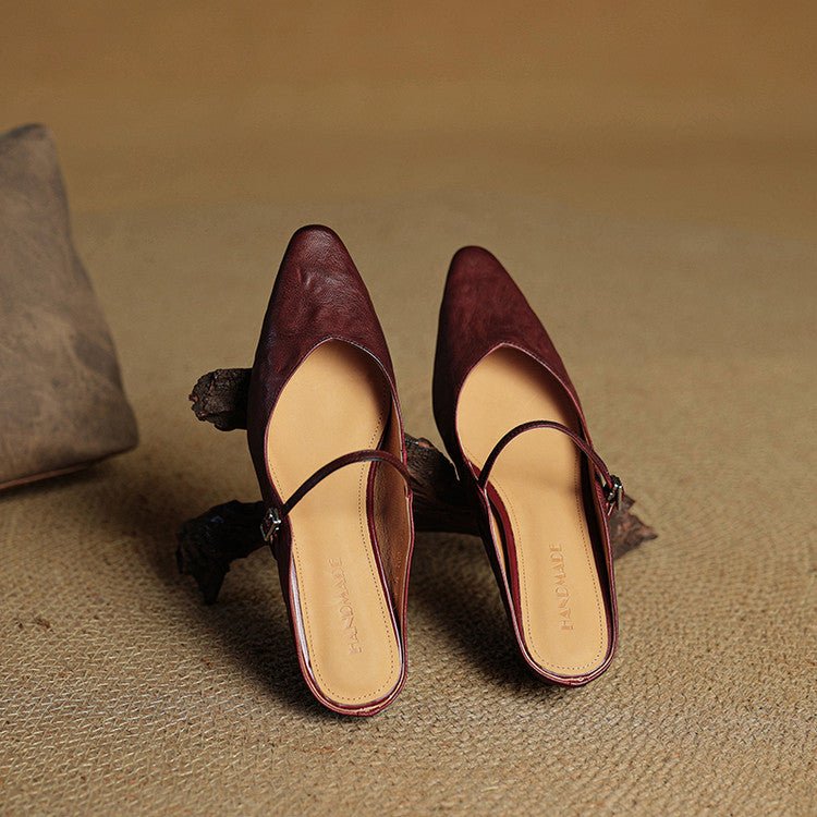 Isabelle | Bequem und elegant Pantoletten mit spitzer Zehe und Riemchen