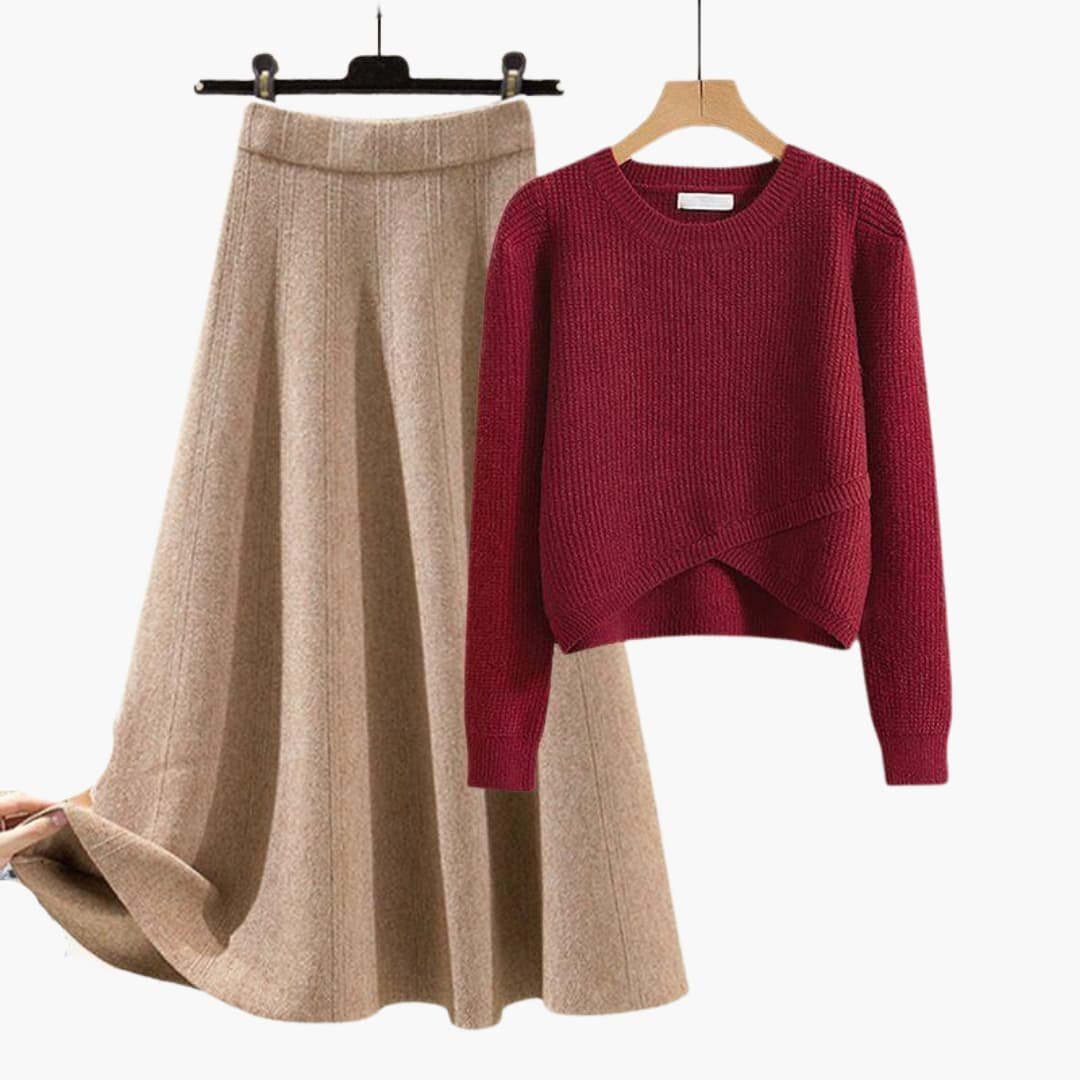 Lunaria | Knit Sweater and A-Line Skirt Lounge Set for Women