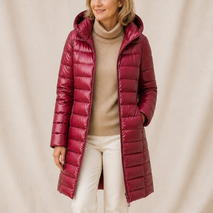 Veluna | Long Puffer Coat – Lichtgewicht Warmte voor Vrouwen