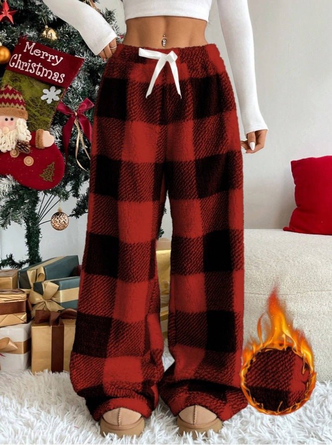 Drune | Fleece Pants – Cozy Checked Lounge Style for Women