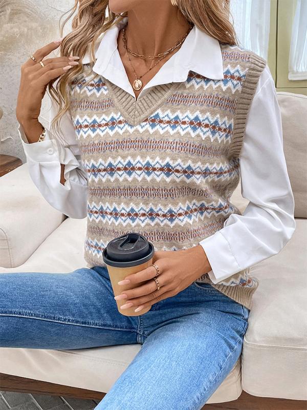 Clara | Elegante und Zeitlosem Jacquard Strickweste