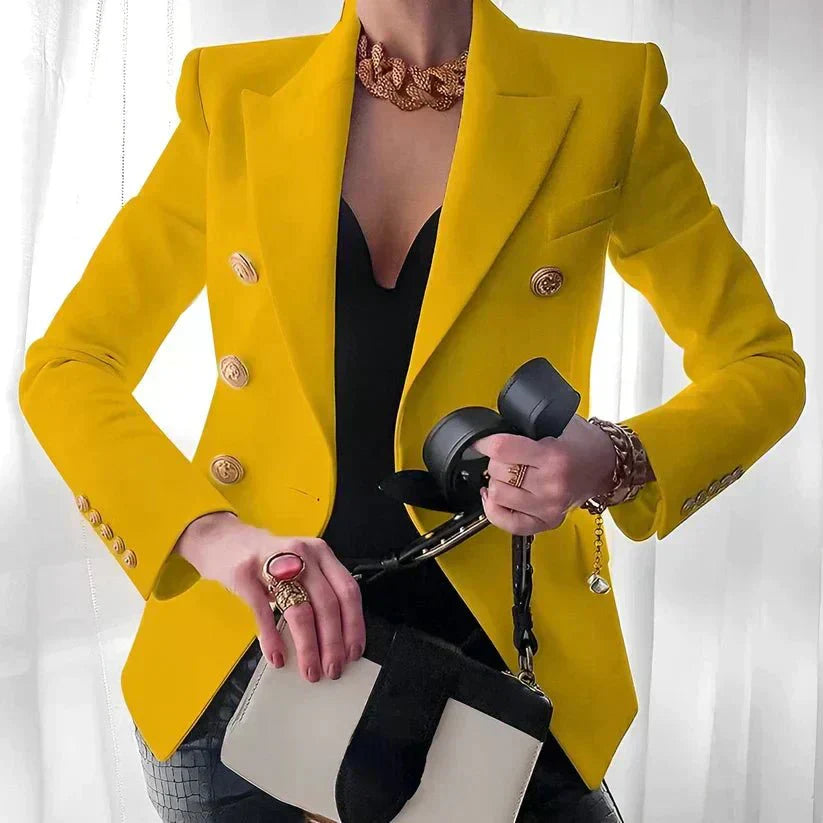 Helene | Eleganter zweireihiger Blazer mit Goldknöpfen