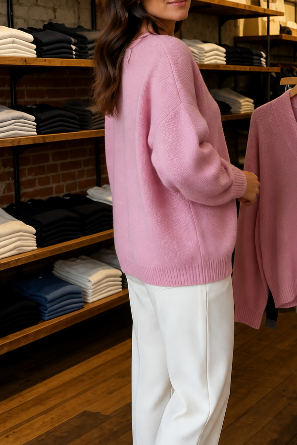 Softline | Ribbed V-Neck Knit Sweater – Casual Comfort for Women