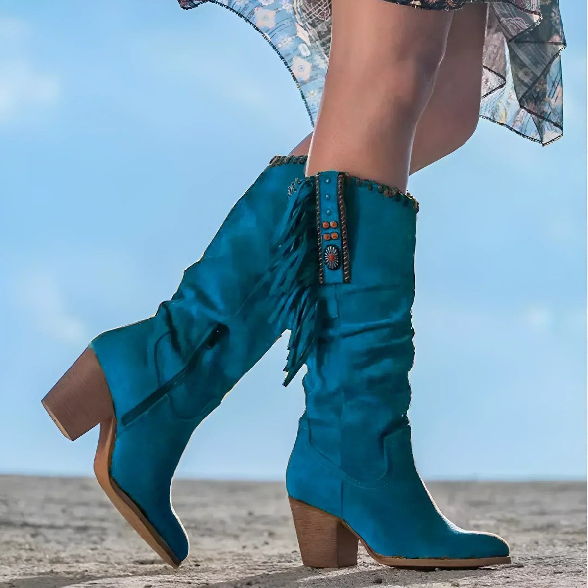 Sandra | Stilvolle kniehohe Wildleder Westernstiefel
