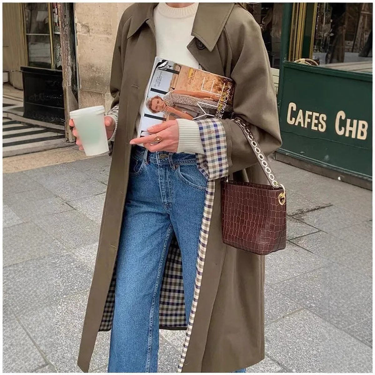 Lisa | Oversized und karierter Damen Trenchcoat