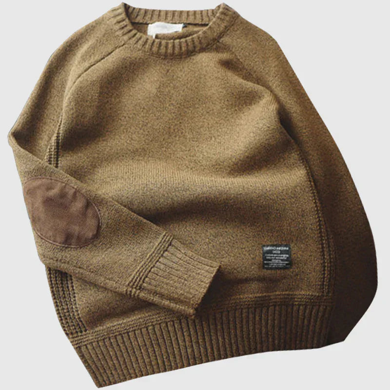 Emil | Klassischer Herren Strickpullover mit Ellbogen-Patches