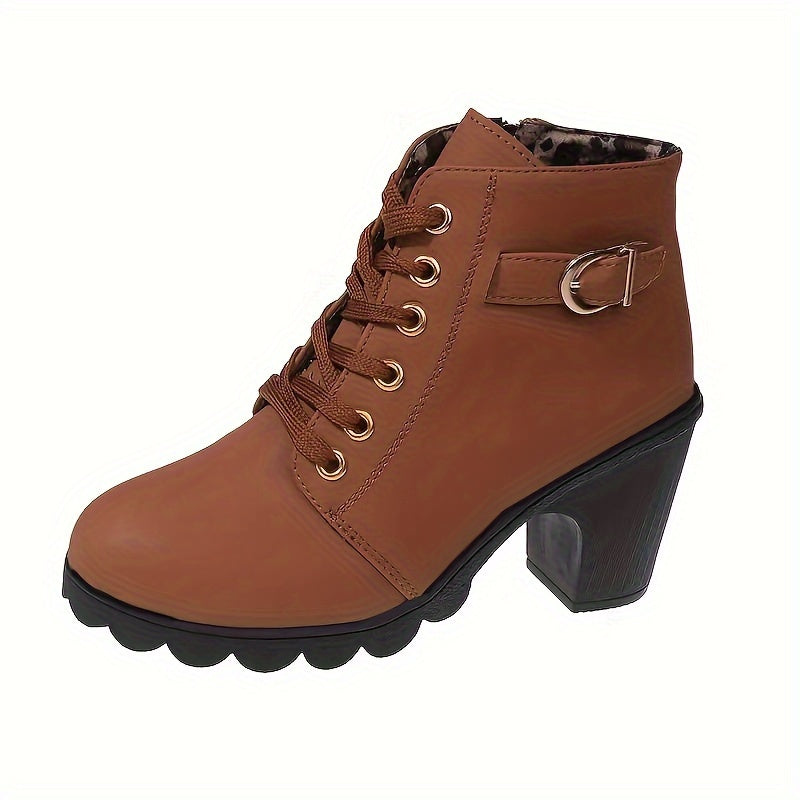 Leonora | Stilvolle Schnür-Stiefeletten mit Blockabsatz