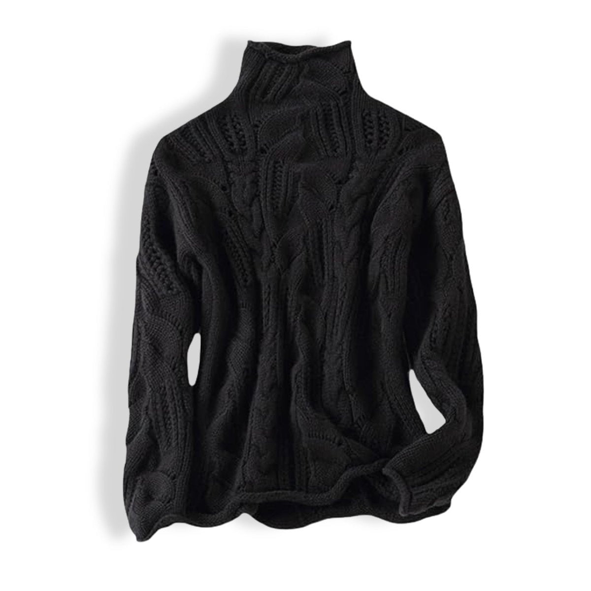 Marie | Turtleneck Knit Sweater with Cable Pattern for Women