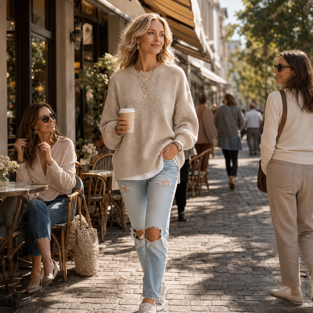Wearbella | Chunky Knit Sweater – Drop-Shoulder Lantern Sleeve