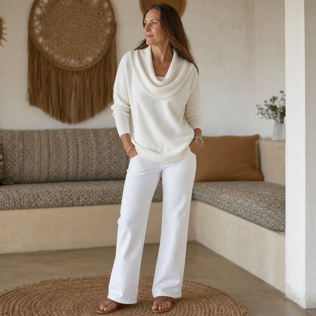 Draveline | Cowl Neck Drape Knit Sweater – Comfortabele Rimpelstijl voor Vrouwen