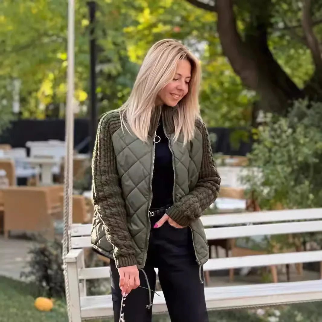 Quilora | Puffer Jacket – Knitted Patchwork voor Vrouwen