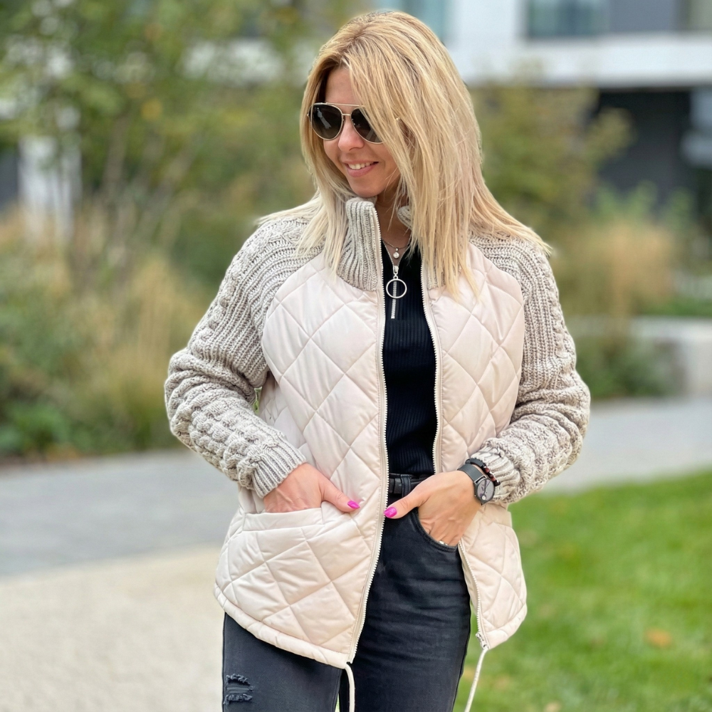 Quilora | Puffer Jacket – Knitted Patchwork voor Vrouwen