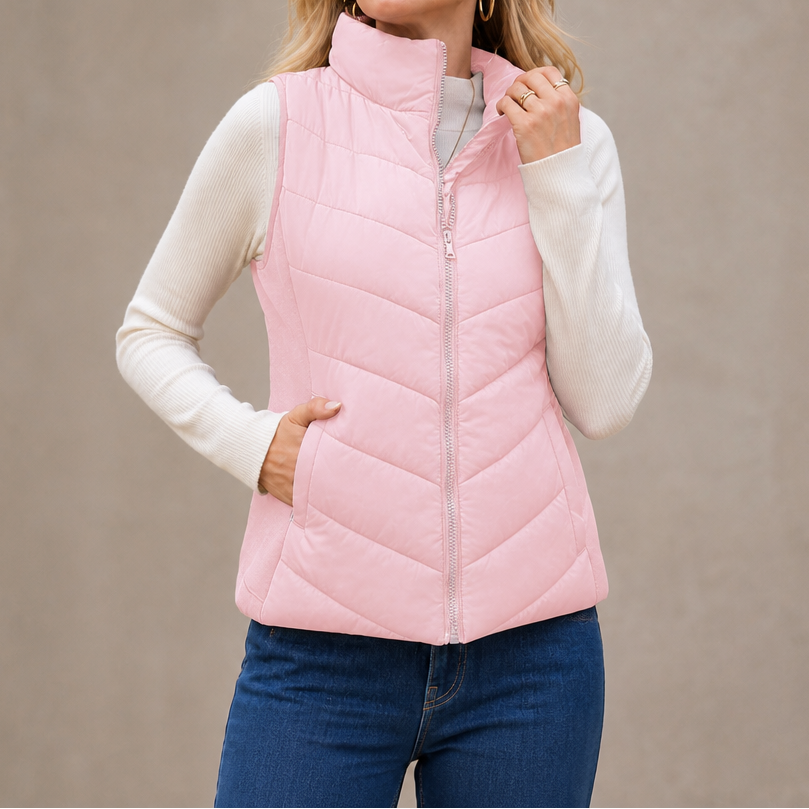 Layerly | Stand Collar Quilted Puffer Vest voor Dames